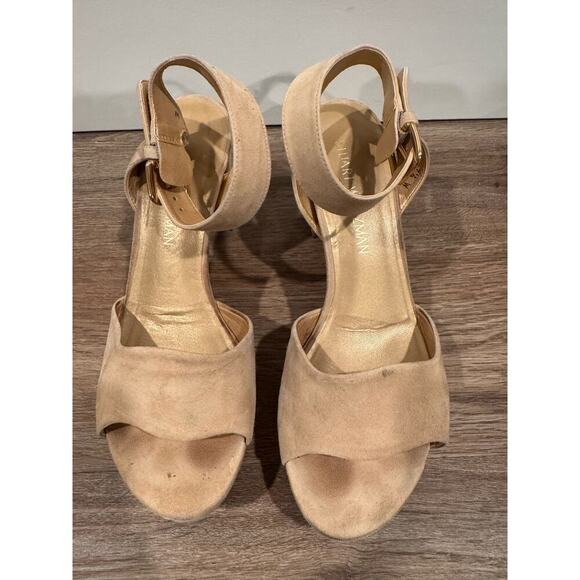 Stuart Weitzman Beige Suede Heels Sandals Size 7.5 - Picture 2 of 7